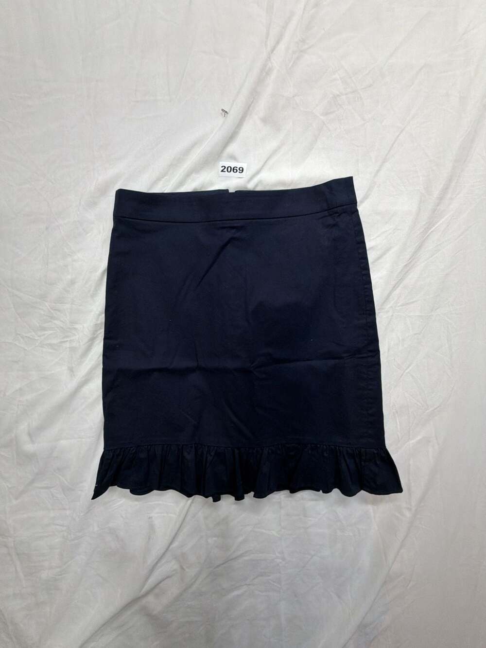 J.Crew Ruffle Hem Mini Skirt Size 00 Navy Cotton